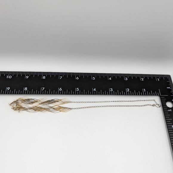 10K Yellow Gold 925 Sterling Silver Modernist Wire Abstract Necklace - Picture 9 of 11